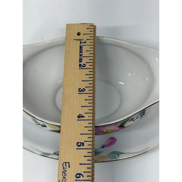 VTG Noritake Azalea Gravy Sauce Boat Attached Underplate Hand Painted Japan READ - Picture 8 of 8